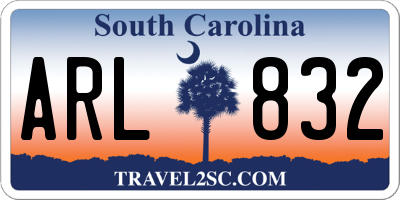 SC license plate ARL832