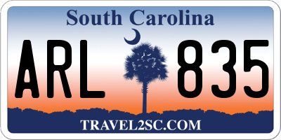 SC license plate ARL835