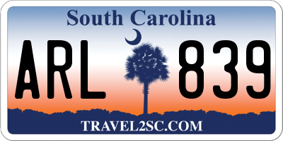 SC license plate ARL839