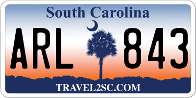 SC license plate ARL843