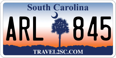 SC license plate ARL845