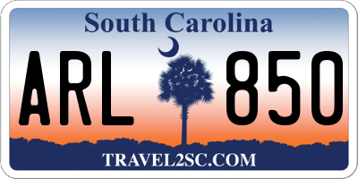 SC license plate ARL850