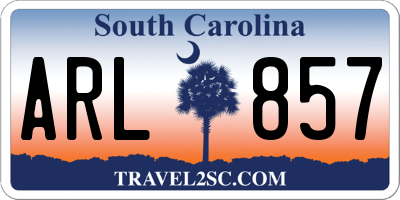 SC license plate ARL857