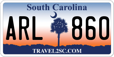 SC license plate ARL860