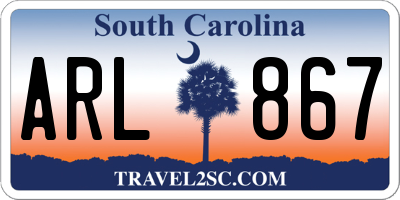 SC license plate ARL867
