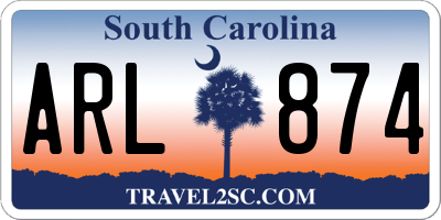 SC license plate ARL874