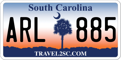SC license plate ARL885