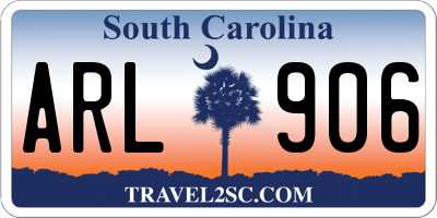 SC license plate ARL906