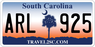 SC license plate ARL925