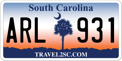SC license plate ARL931