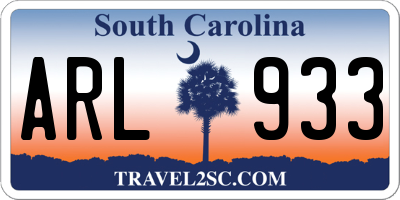 SC license plate ARL933