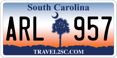 SC license plate ARL957
