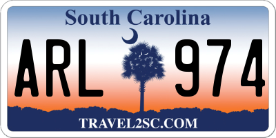 SC license plate ARL974
