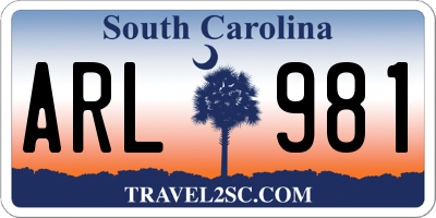 SC license plate ARL981