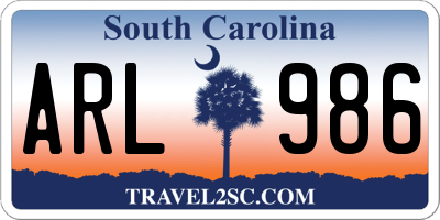 SC license plate ARL986