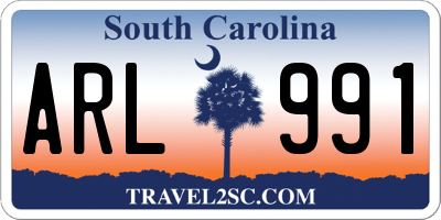 SC license plate ARL991