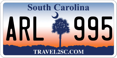 SC license plate ARL995