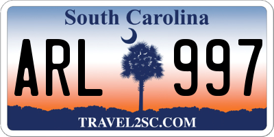 SC license plate ARL997