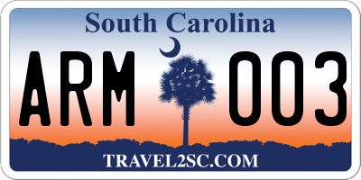 SC license plate ARM003