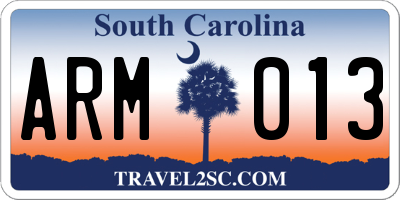 SC license plate ARM013