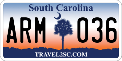 SC license plate ARM036