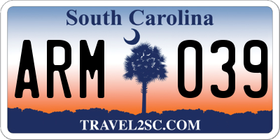SC license plate ARM039