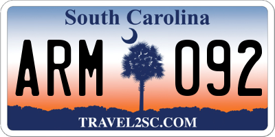 SC license plate ARM092