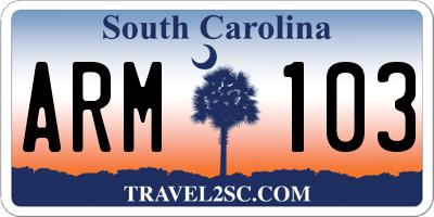 SC license plate ARM103