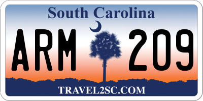 SC license plate ARM209