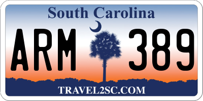 SC license plate ARM389