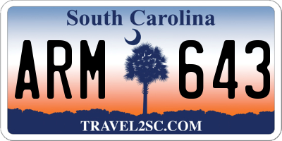 SC license plate ARM643