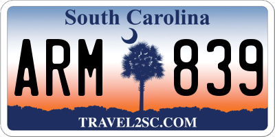 SC license plate ARM839
