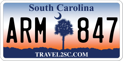 SC license plate ARM847