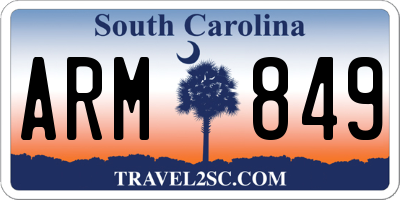 SC license plate ARM849