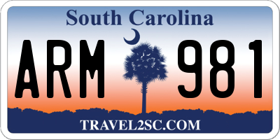 SC license plate ARM981