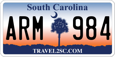 SC license plate ARM984