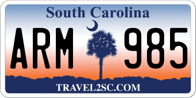 SC license plate ARM985
