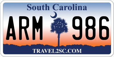 SC license plate ARM986