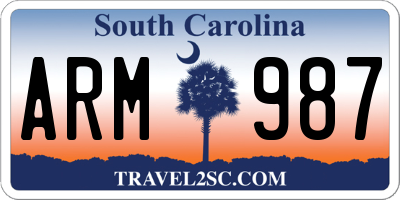 SC license plate ARM987