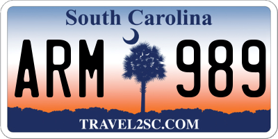 SC license plate ARM989