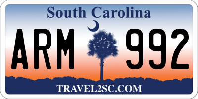 SC license plate ARM992