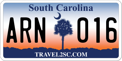 SC license plate ARN016