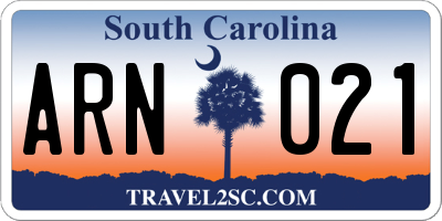 SC license plate ARN021