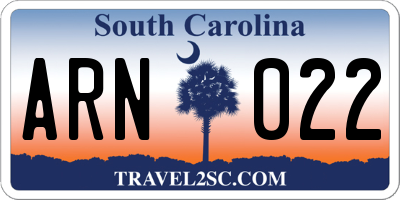 SC license plate ARN022