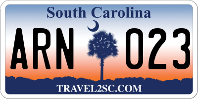 SC license plate ARN023