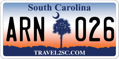 SC license plate ARN026