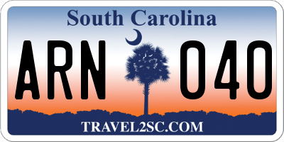 SC license plate ARN040