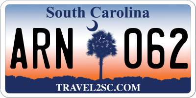 SC license plate ARN062