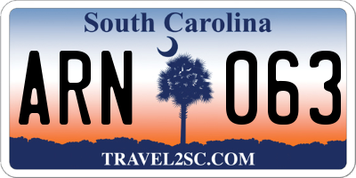 SC license plate ARN063