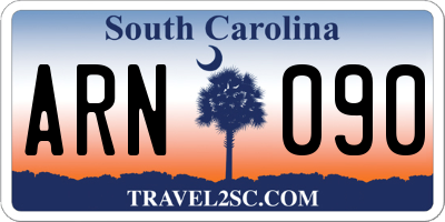 SC license plate ARN090